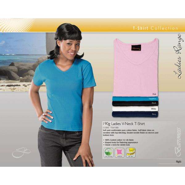 190g Ladies V-Neck T-shirt - Buy Now Pay Later