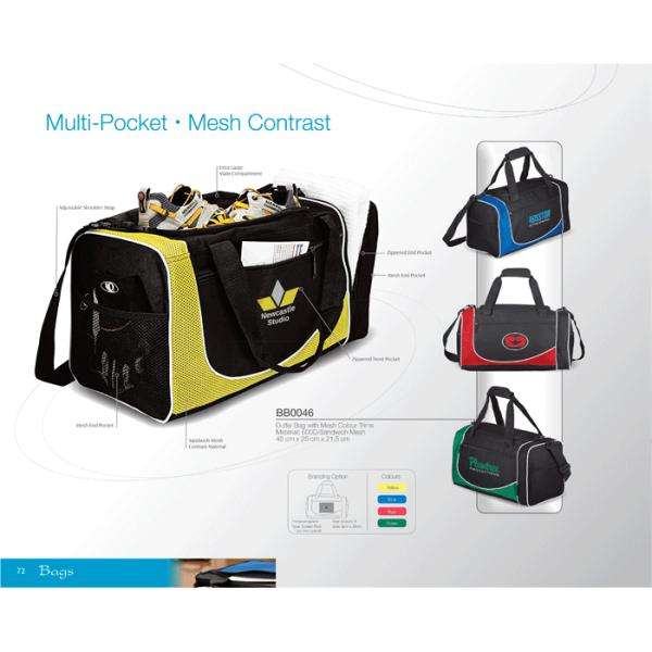 Duffel Bag with Mesh Colour Trims - 600D Sandwich Mesh - Buy Now Pay Later