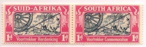 Union - 1938 - Voortrekker Commemoration pair with variety