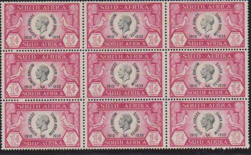 Block of the 1935 Silver Jubilee Issue with 3 listed varieties in MNH / MM-condition