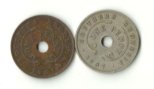 SOUTHERN RHODESIA 1 PENNY 1937 & 1951 - UNGRADED