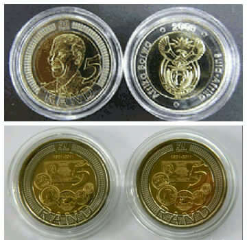 PERFECT COMBO! MANDELA R5 + UNC SARB 90TH ANNIVERSARY R5.IN AIRTIGHT CAPSULES! 2 SETS!!!