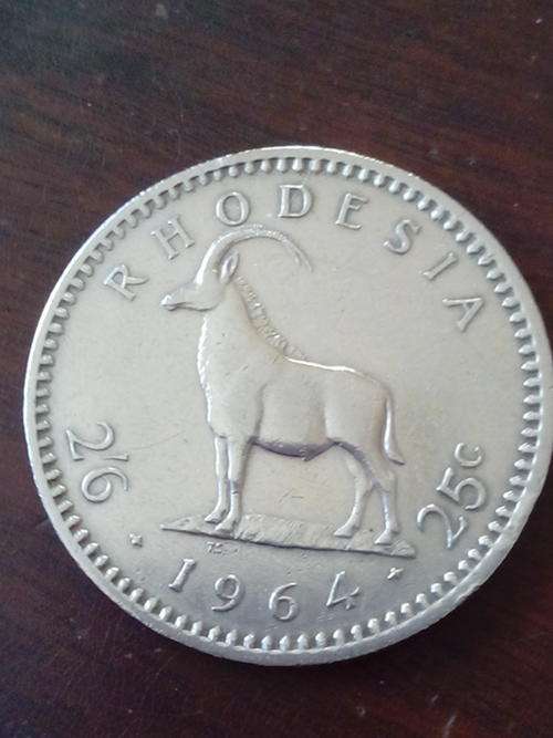 RARE 1964 RHODESIA 2'6 / 25c - IN SUPER CONDITION! COLLECTOR'S ITEM.