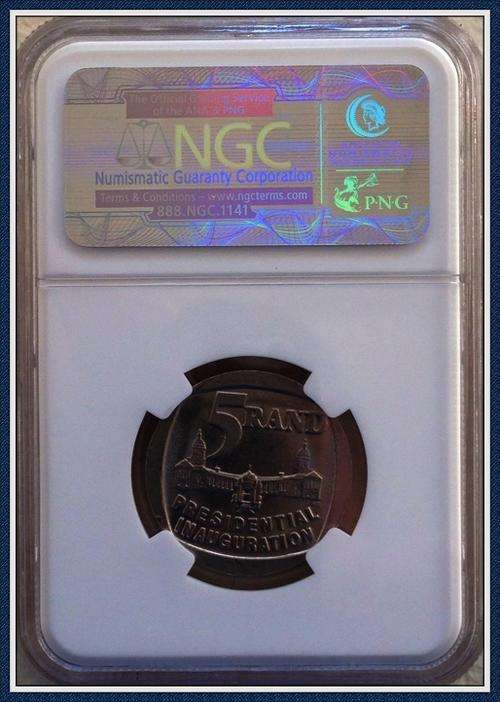 VERY RARE 1994 - Mandela Inauguration R5 Coin - MS62 NGC graded and encapsulated. INVESTMENT!!