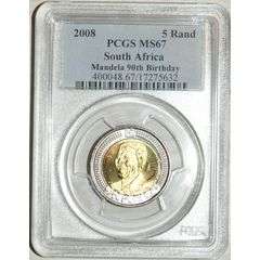 *VERY RARE* MS67 PCGS Nelson Mandela R5 2008 90th Birthday Coin - RARER THAN THE NGC GRADED MS67!!