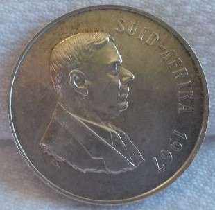 SCARCE PROOF UNCIRCULATED 1967 SILVER R1! AFRIKAANS VERWOERD. SOLI DEO GLORIA!!