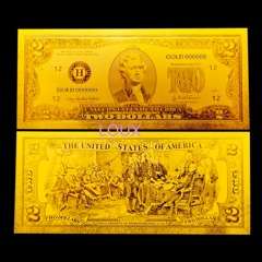24kt GOLD FOIL 2 USA DOLLAR NOTE ! NICE GIFT! With Certificate of authenticity!!!