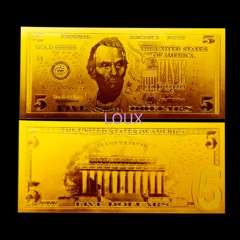 24kt GOLD FOIL 5 USA DOLLAR NOTE with CERTIFICATE of AUTHENTICITY! Fill your collection!~