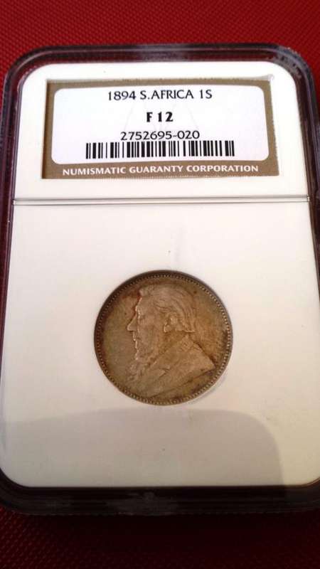 1894 NGC GRADED F12 PAUL KRUGER ONE SHILLING - CRAZY R1 START! MAGNIFICENT!