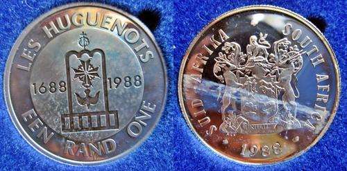 SILVER Proof 1688-1988 South Africa Huguenot Silver coin in SA MINT box - MUST HAVE!