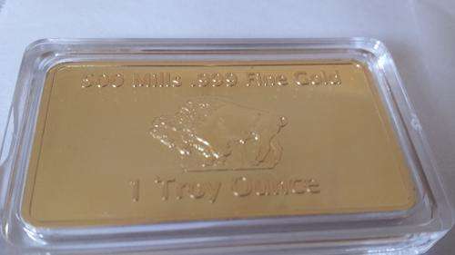 USA 1oz Buffalo 500mill gold plated bar - TATANKA! 1 TROY OUNCE!