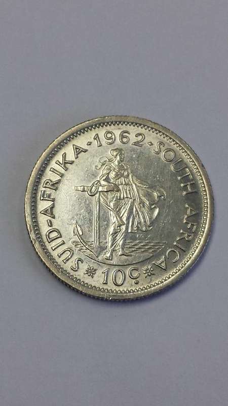 SILVER 1962 "EENDRAG MAAK MAG" 10 c. NEAR PERFECT CONDITION! BUY SILVER NOW - SENSIBLE INVESTMENT!