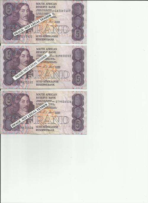 FIRST ISSUE C.L. STALS R5 notes - 3 available as per scan - IMMACULATE CONDITION! RELISTED.