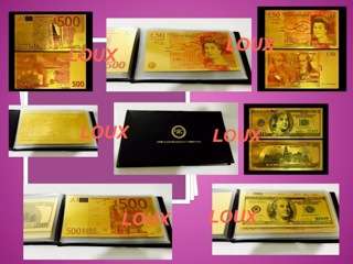 New Stunning 24K GOLD COLOUR BANKNOTE COLLECTION in Leatherette ALBUM + CoA!