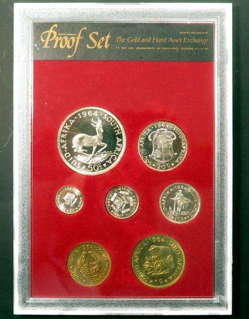 1964 Proof Set.  Half cent to crown.  Mounted and Sealed by: The Gold and Hard Asset Exchange. JHB.