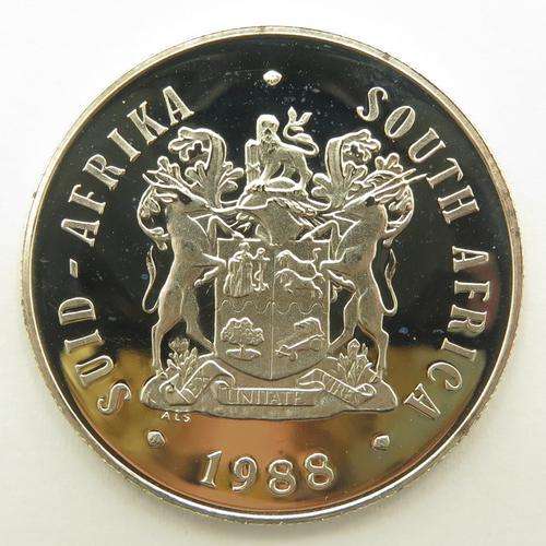 PROOF!!! 1988 South Africa Silver R1 HUEGENOTS 1688 -1988 - SILVER