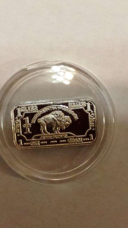 America Buffalo Solid .999 Pure Silver 1g bar - SOLID SILVER (encapsulated).