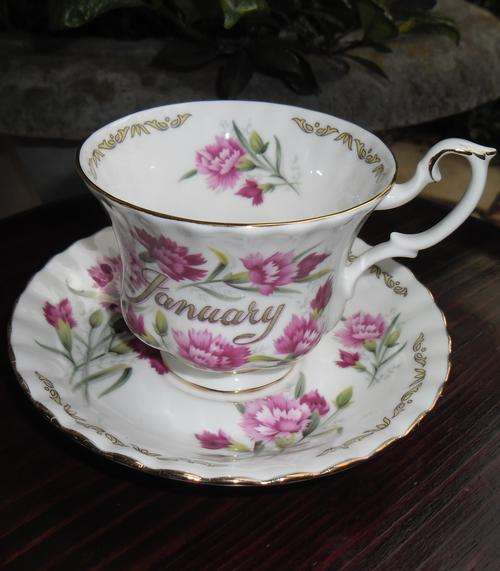 BONE CHINA BOUQUET OF THE MONTH  'CARNATION 'DUO MINT CONDITION