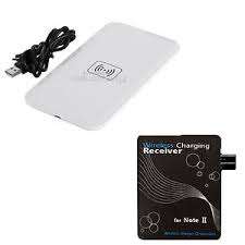 Wireless Charger Pad w/ Wireless Charger Receiver for Samsung Galaxy S5 - White + Black