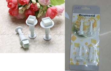 Fondant Ejector cutter Diamond 4pc