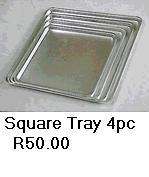 Square trays, 4pc set