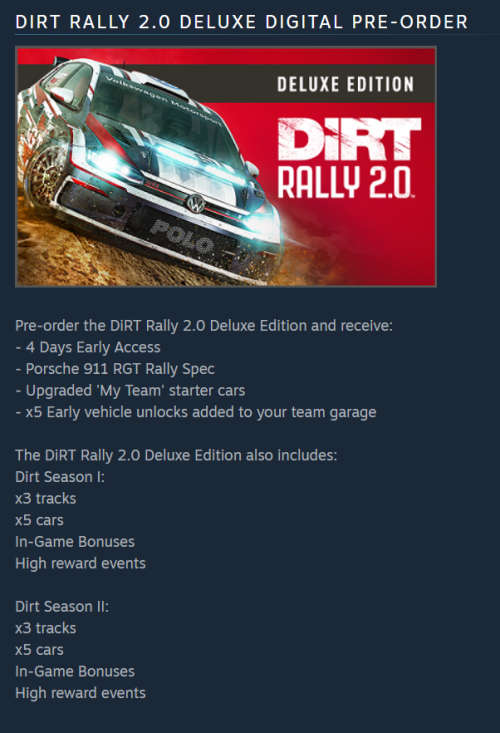 DIRT 2.0 Deluxe Edition (2019) - PC DVD Rom (Brand new factory sealed)