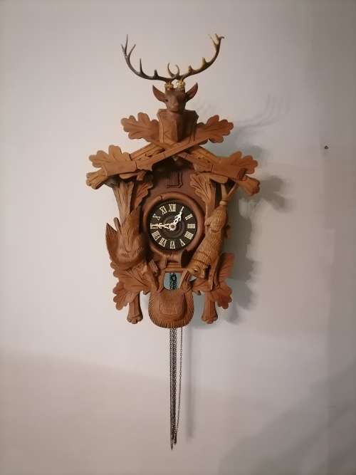 Vintage Large West Germany Hunting Cuckoo Clock