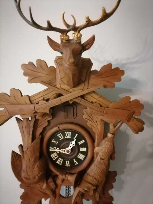 Vintage Large West Germany Hunting Cuckoo Clock