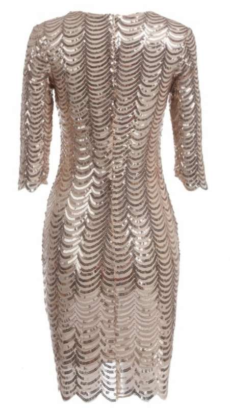 3/4 sleeve bodycon sequin dress