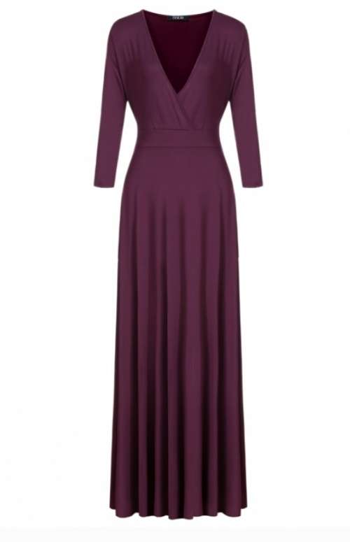 IN STOCK IN SIZE 34-36 - V-neck 3/4 sleeve Maxi Dress