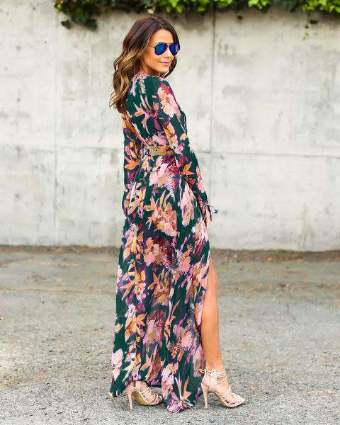 DEEP V-NECK FLORAL ROMPER DRESS