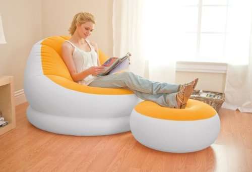 Cafe Chaise Chair with Ottoman (Orange)