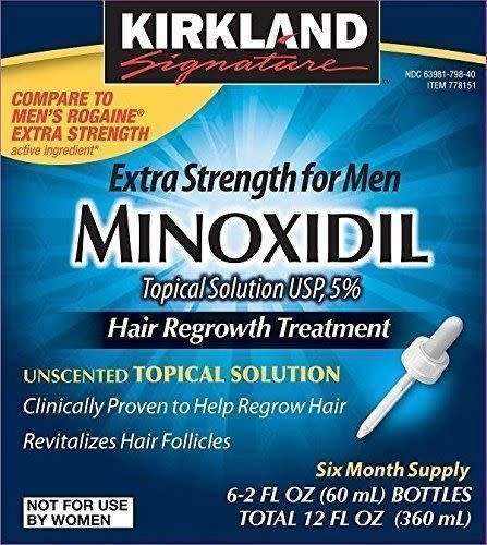 Kirkland Minoxidil 5% Extra Strength 6 Month Supply with Dropper Mens Hair Loss