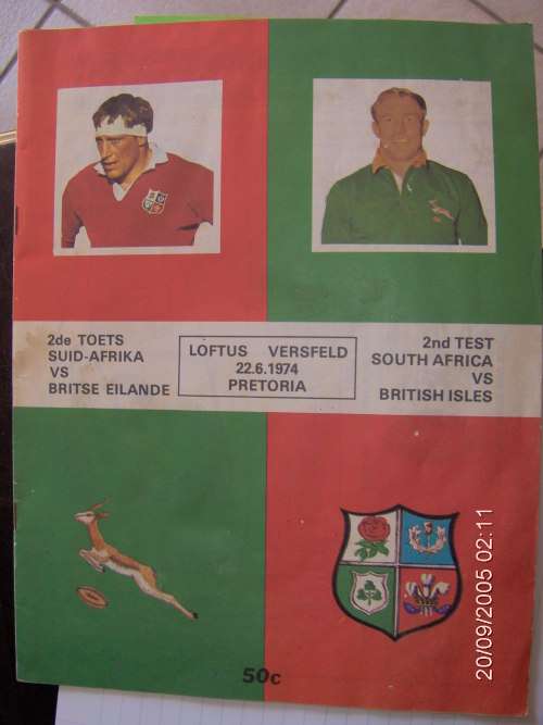 South Africa vs Lions match programme 22 June 1974
