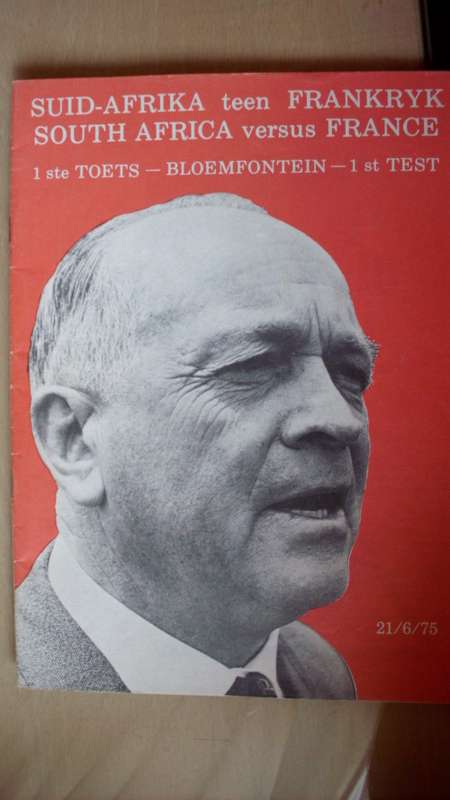 Rugby programme South Africa vs France 21/6/1975