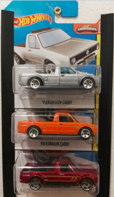 Hot Wheels VW Caddy's Set Silver, Orange, Red.