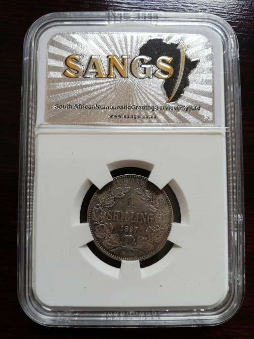 ** 1897 **  ZAR 1shilling - AU55 - (SANGS GRADED)