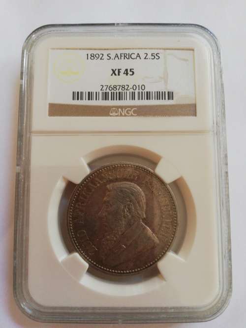 ** 1892** ZAR.. 2.5s...XF 45..(NGC GRADED)