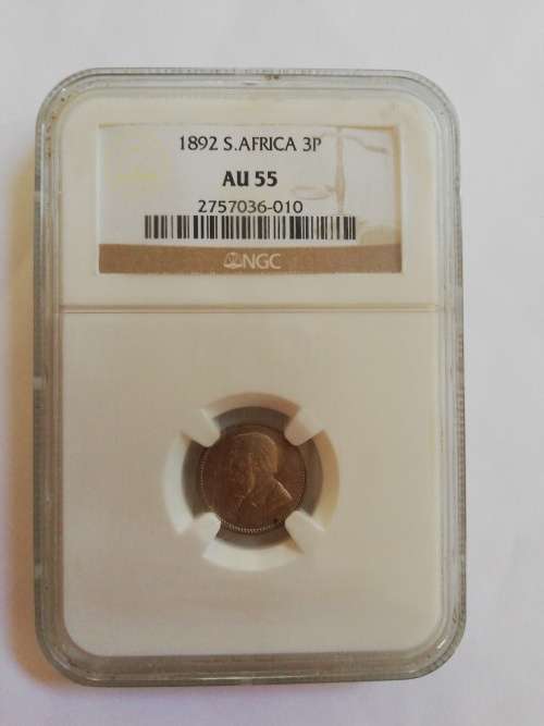 **1892** ZAR 3p... AU55... (NGC GRADED)