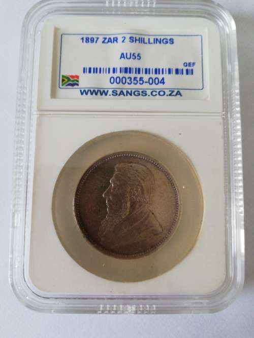 " 1897" ZAR 2s - AU 55 (SANGS graded)