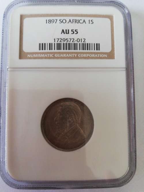 " 1897" ZAR 1s - AU55 ( NGC GRADED)