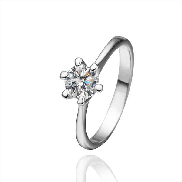 White Gold Cubic Zirconia Narrow Width Ring For Women