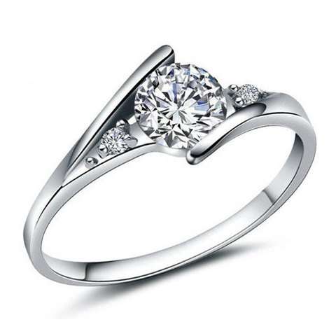 Chic AAA Zirconia Inlaid Letter Z Shape Platinum Ring For Women