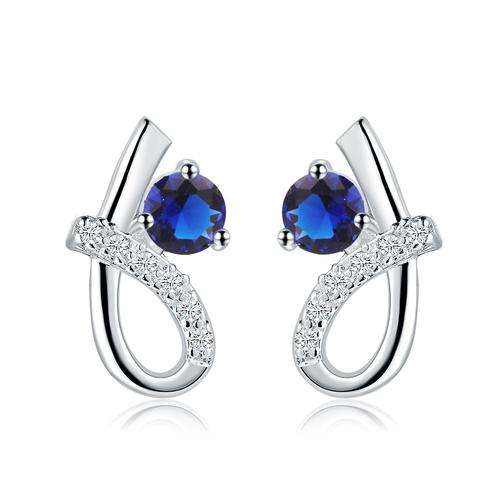 Blue Zircon Embellished Kink Shape Earrings