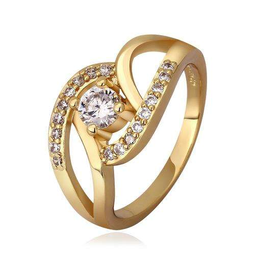 ****Gold 9ct ****Rhinestone Embellished Openwork Pattern Design Ring For Women Zirconia