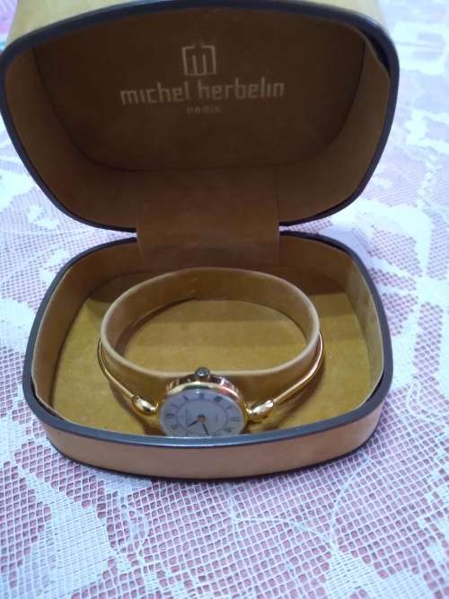 Gold Plated Michel Herbalin Bangle Watch in Absolute Spotless Condition!