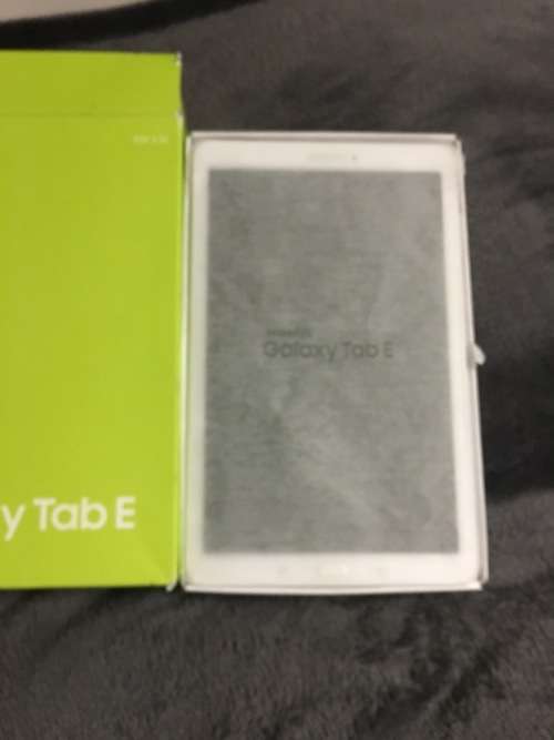 Samsung Tab E tablet with accessories