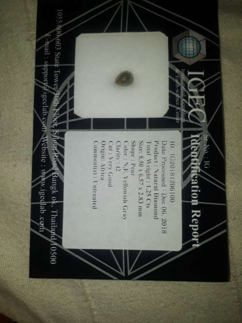 Natural diamond 1.25ct yellowish gray