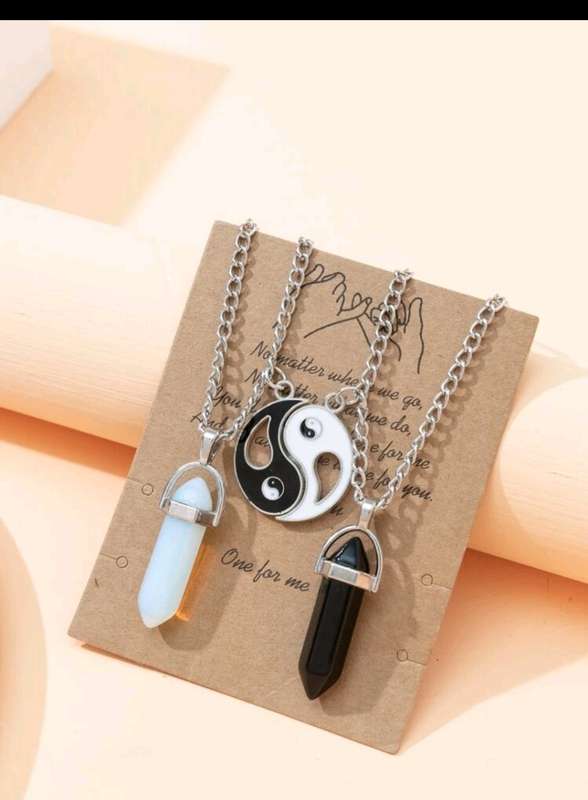 2pcCouple moon promise necklace  set