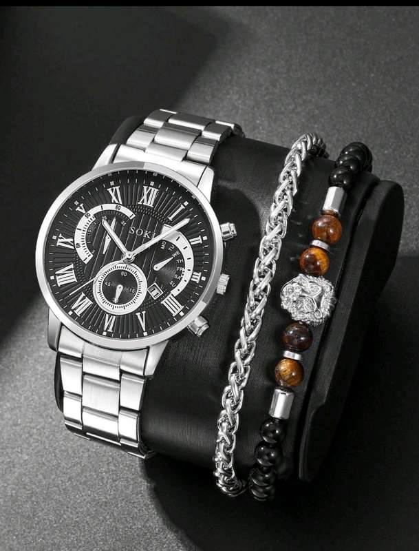 3pc mens luxurious soki Quartz Watch set